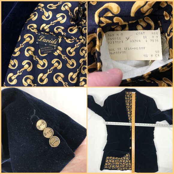 Vintage 70s Sport coat Velvet Velour Navy Blue Blazer Jacket Disco - Picture 7 of 7